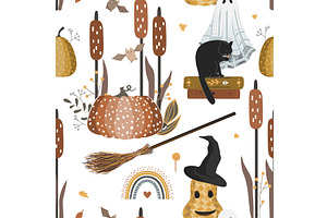 Autumn Halloween Seamless Pattern