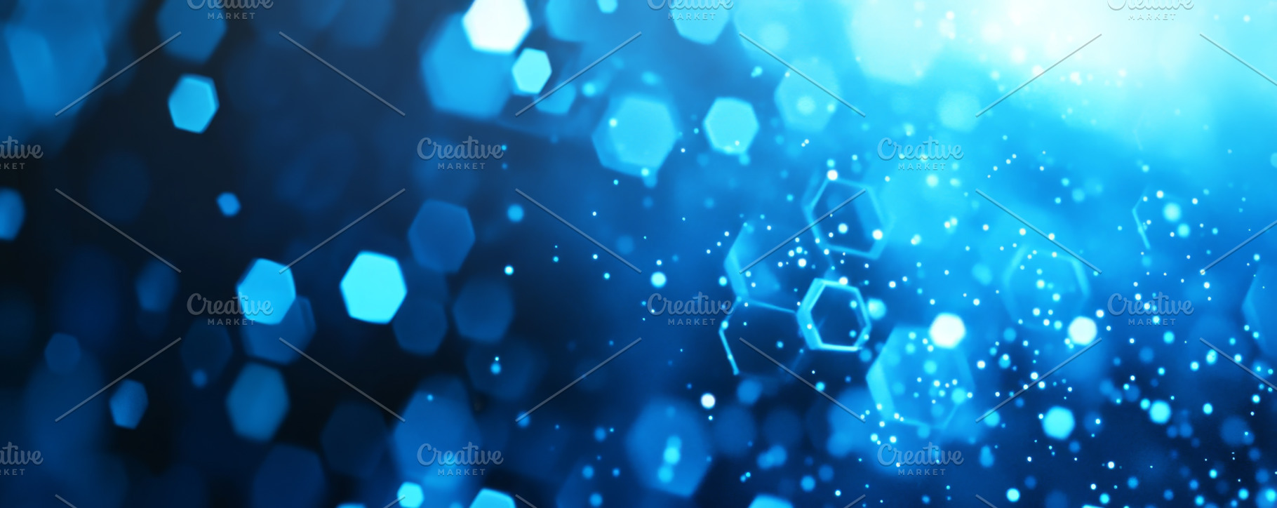 Abstract Blue Hexagonal Structures with Light Effects, an Abstract Photo by Natalia Klenova's Shop