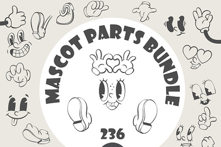 Groovy Mascot Parts Bundle, an Emoji Icon by Anastasiya Klempach