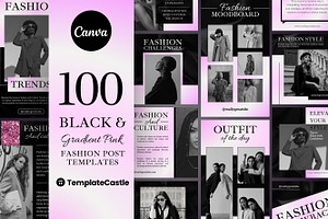 100 Fashion Templates Canva, a Templates & Theme by TemplateCastleStore
