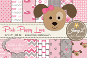 Girl Puppy Dog Digital Paper, a Pattern Graphic by JennyL Designs (Thumbnail 1 of 5)