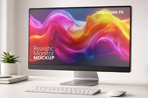 Realistic Monitor Mockup, a Wearable Device Mockup by studiogstock