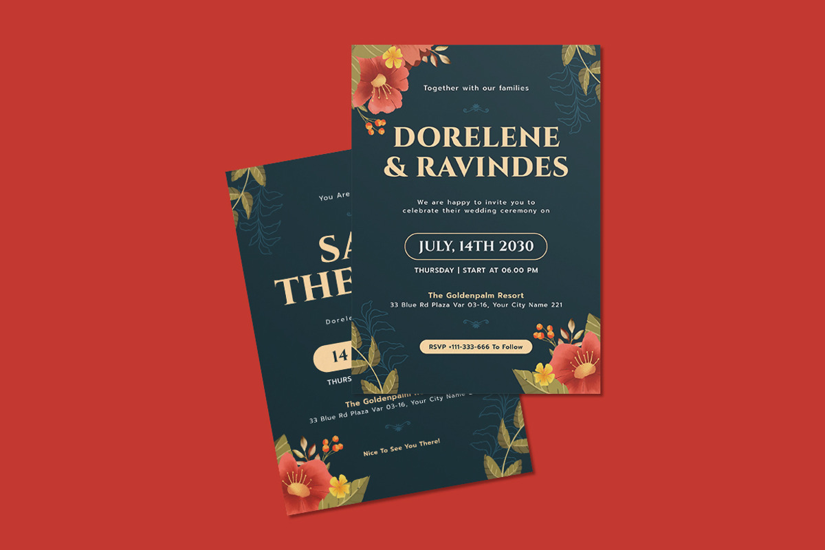 Iris Wedding Invitation Template, an Invitation Template by iDoodle Studio (Photo 3 of 4)