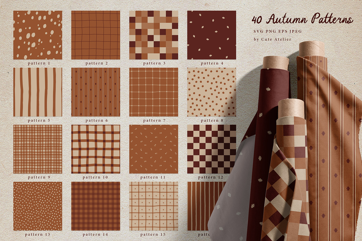 Autumn Dreams: 40 Seamless Patterns, a Pattern Graphic by Cute Atelier (Photo 3 of 9)