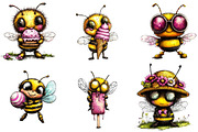 Funny Summer Bee Clipart, a Seasonal Illustration by Designking (Thumbnail 4 of 5)