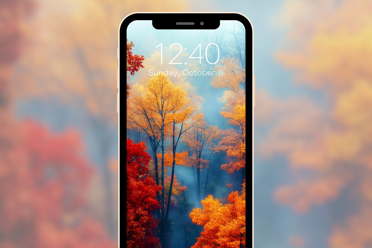 Autumn Forest Phone & iPad Wallpaper, a Graphic by Kalindiprints (Photo 3 of 6)