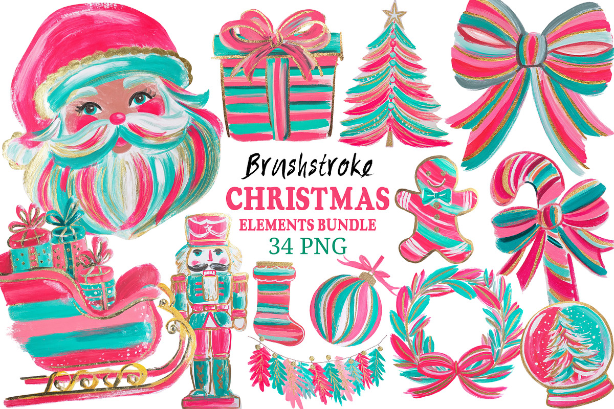 Christmas Brushstroke Elements PNG, an Illustration by Craft Nest (Photo 1 of 6)