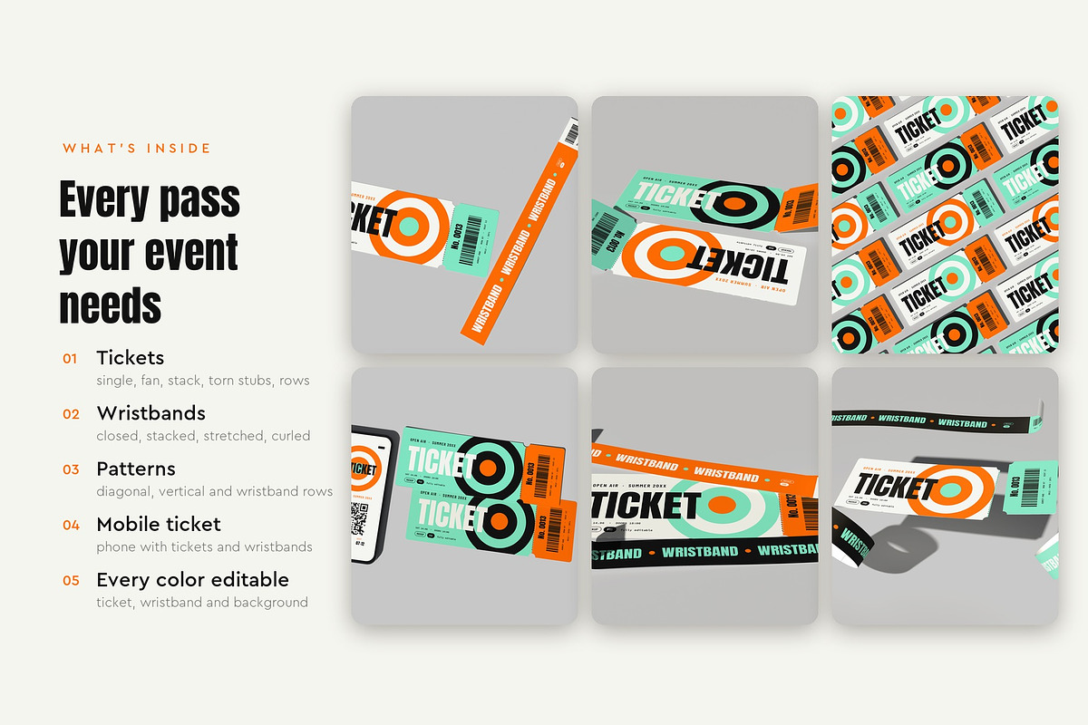 Ticket and Wristband Mockup Pack, a Merchandise Mockup by Motion-Box (Photo 2 of 4)