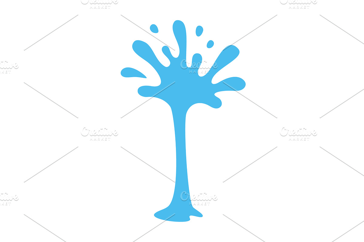 Tall blue water splash burst. Vector, an Illustration by GraphiShop