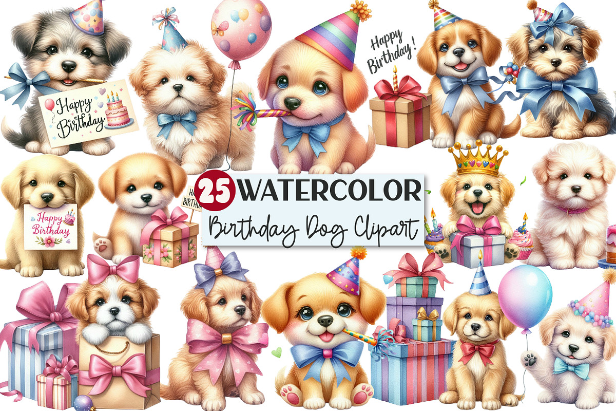 Birthday Puppy Dog Clipart, an Illustration by Rose Art (Photo 1 of 4)