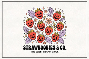 Boho Halloween Strawboories PNG, a Work Illustration by CraftArtStudio