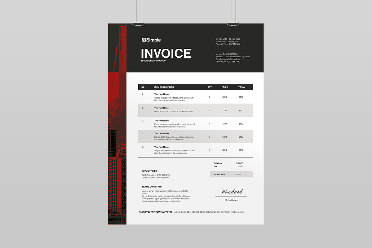 Invoice Template, a Stationery Template by BrandPacks