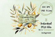 Watercolor Olive Clipart, an Illustration by NiiiNArt (Thumbnail 2 of 7)