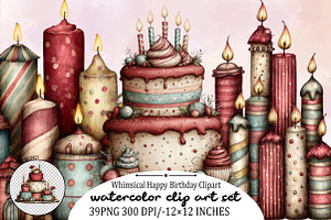 Whimsical Happy Birthday Clipart Cli, an Illustration by SVGArt