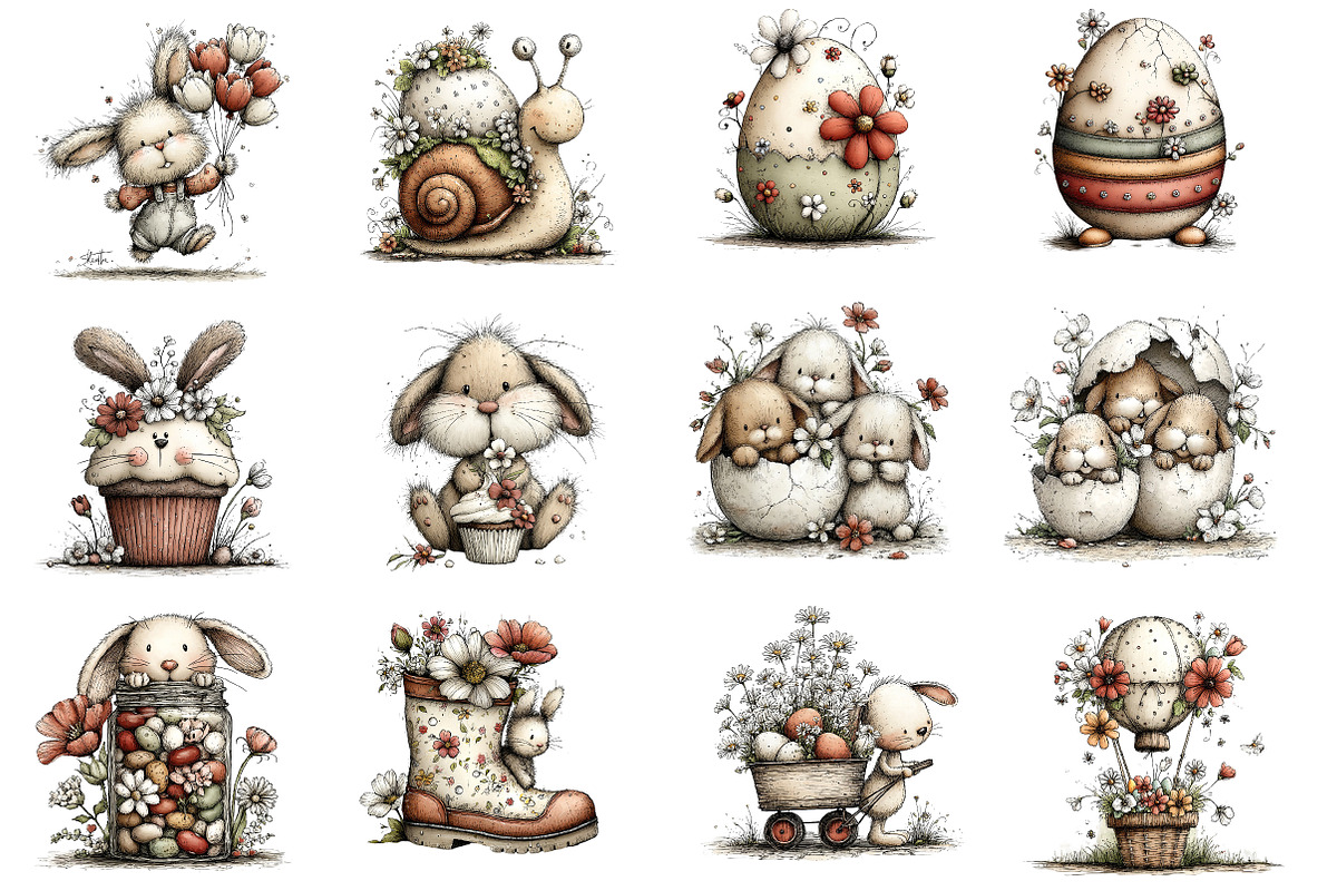 Whimsical Easter Spring Clipart, an Illustration by Dream Creation (Photo 3 of 5)