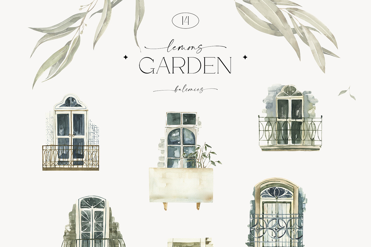 Watercolor Lemons Garden collection, a Decorative Illustration by ArtMaslyana (Photo 6 of 14)