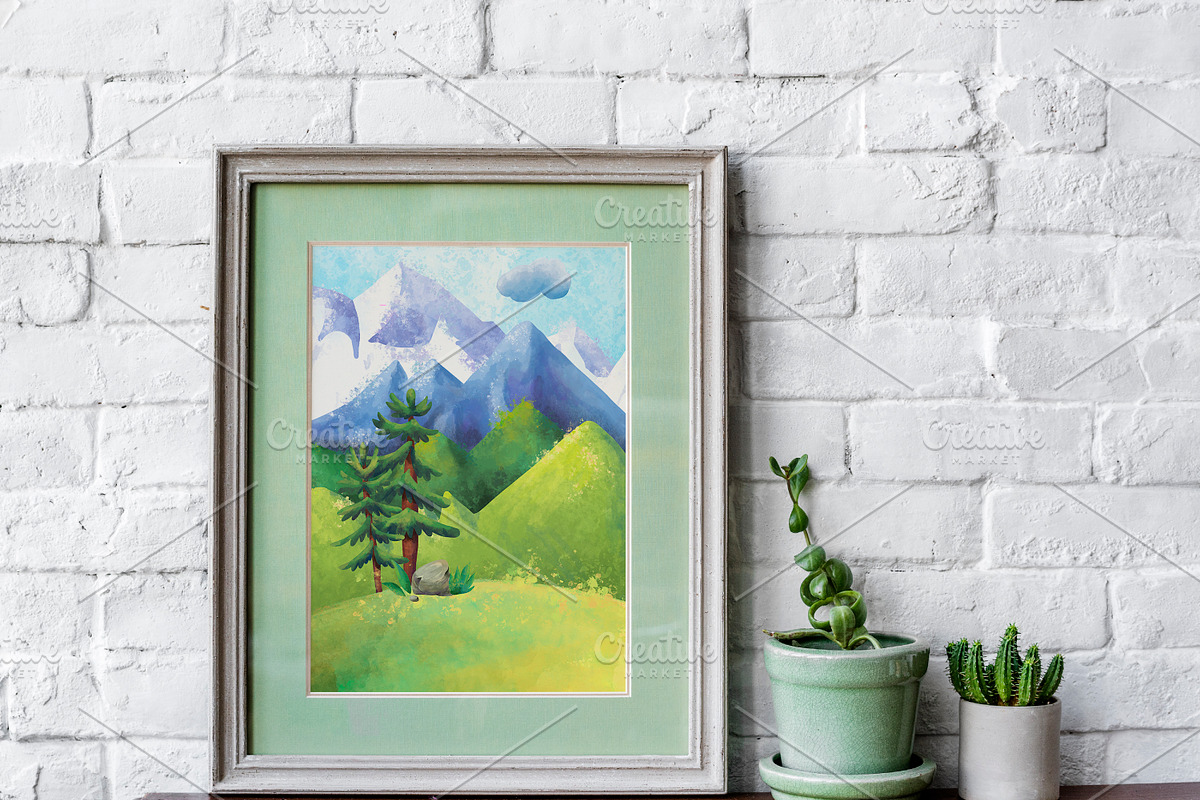 Watercolor mountains summer clipart, an Object Graphic by Belusuab (Photo 6 of 7)