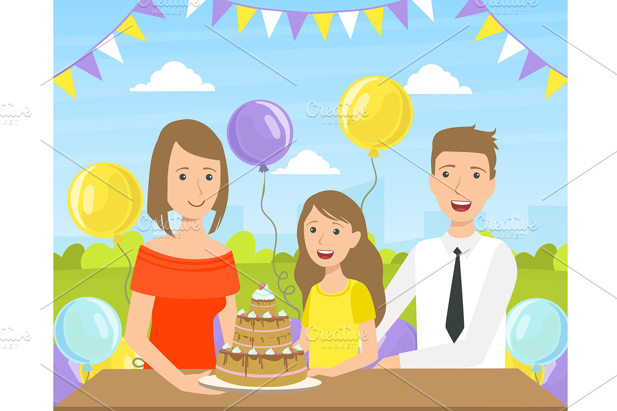 Mother, Father and Their Daughter, a Person Illustration by TopVectors