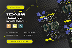 Techwear Release - Event Invitation, an Invitation Template by StreaksideStd