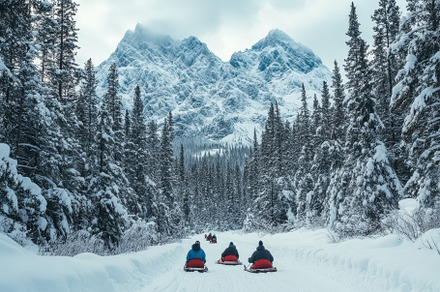 Sledding adventure through a snow co, a Photo by Iftikhar Alam