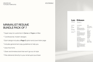 Minimalist Resume Template Pack Of 7