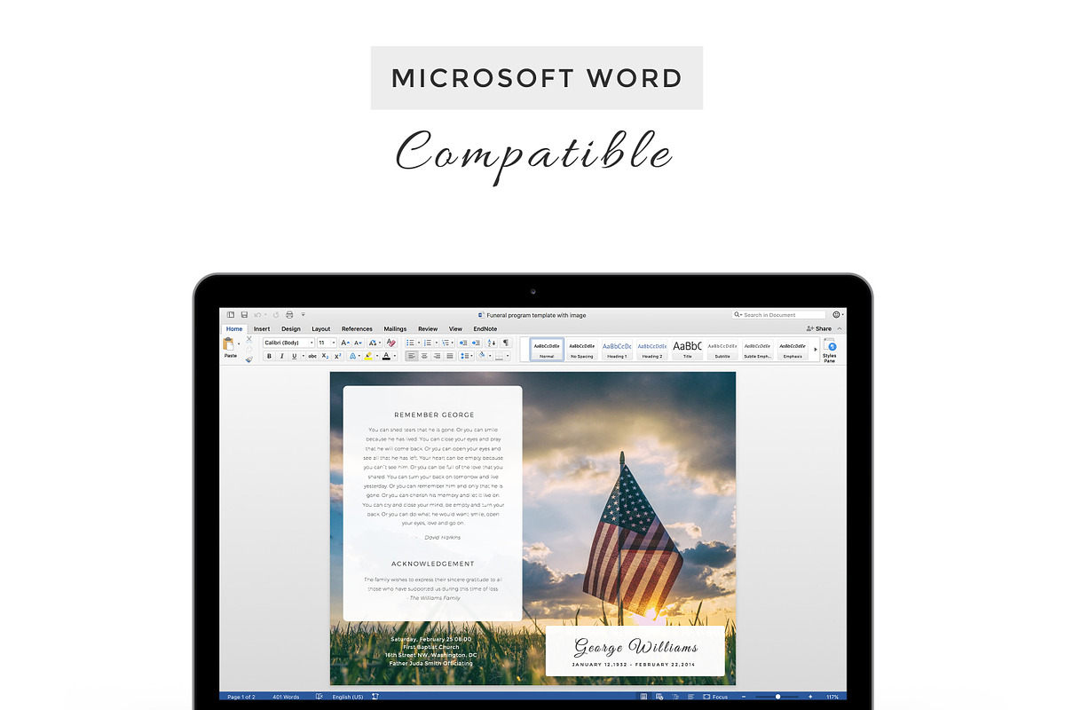 Military funeral program template, a Flyer Template by inserenity (Photo 6 of 6)