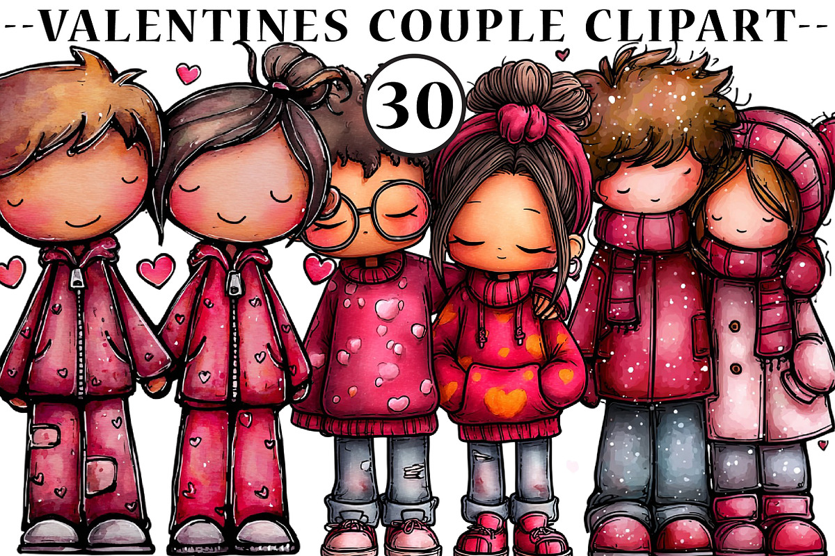 valentines couple clipart sublimatio, an Illustration by CreationArt (Photo 1 of 5)
