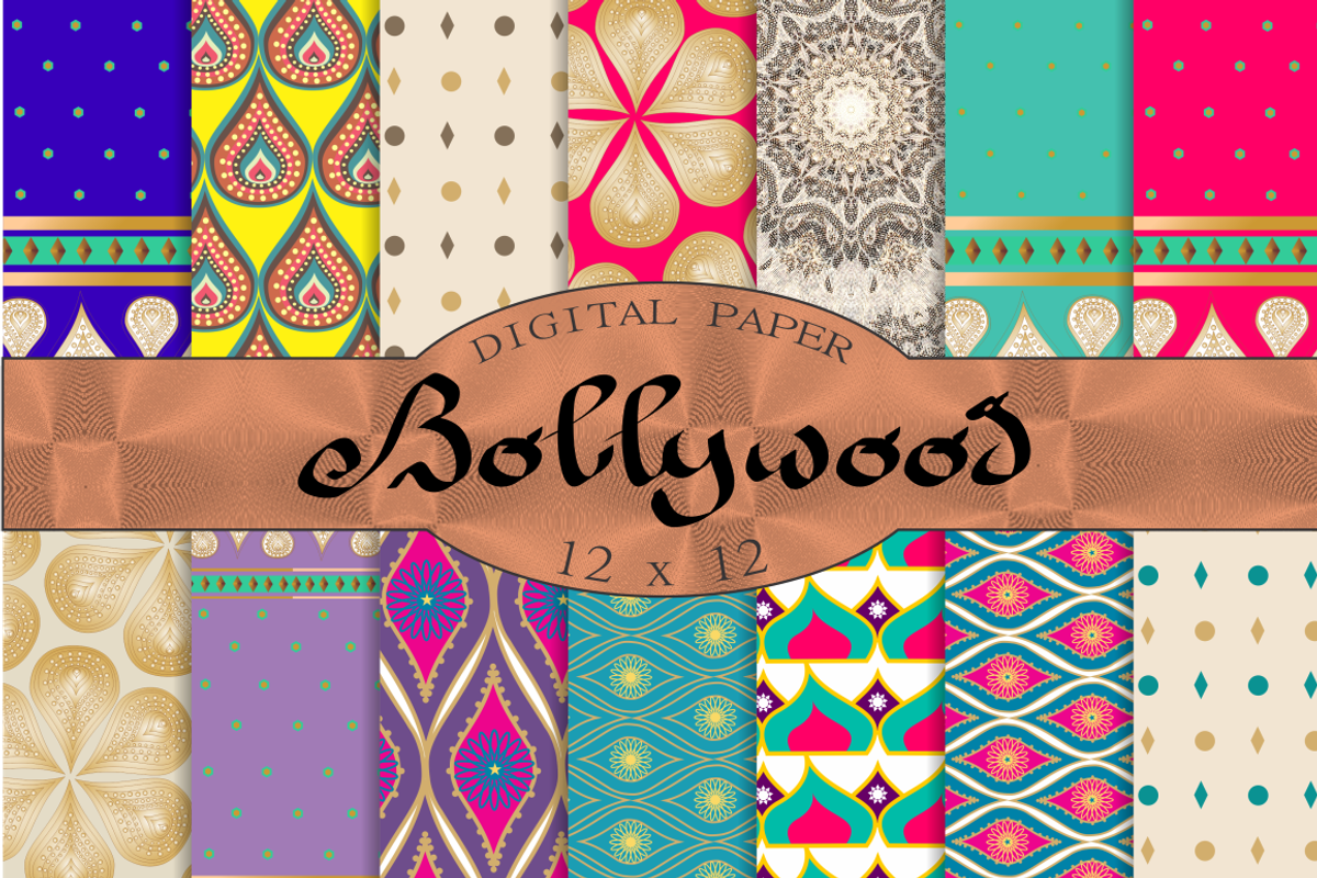 Bollywood digital paper, a Pattern Graphic by Kiwi Fruit Punch