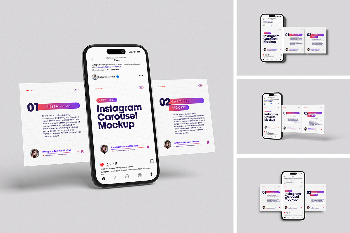 HighQualit Instagram Carousel Mockup, an iPhone Mockup by swsi-studio (Photo 1 of 5)