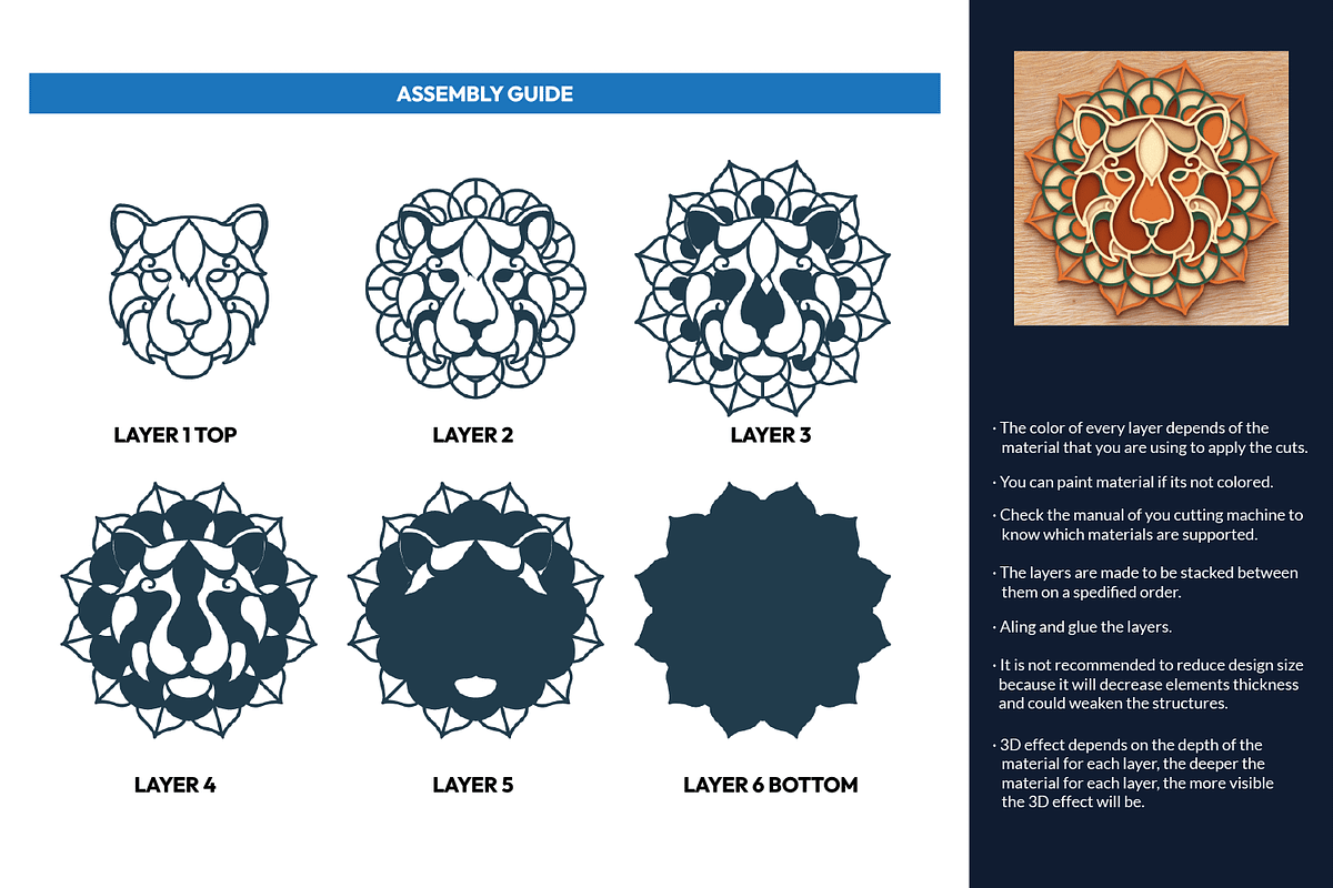 Tiger 3D Mandala - SVG cut file, an Object Graphic by Arshad Ali (Photo 2 of 8)