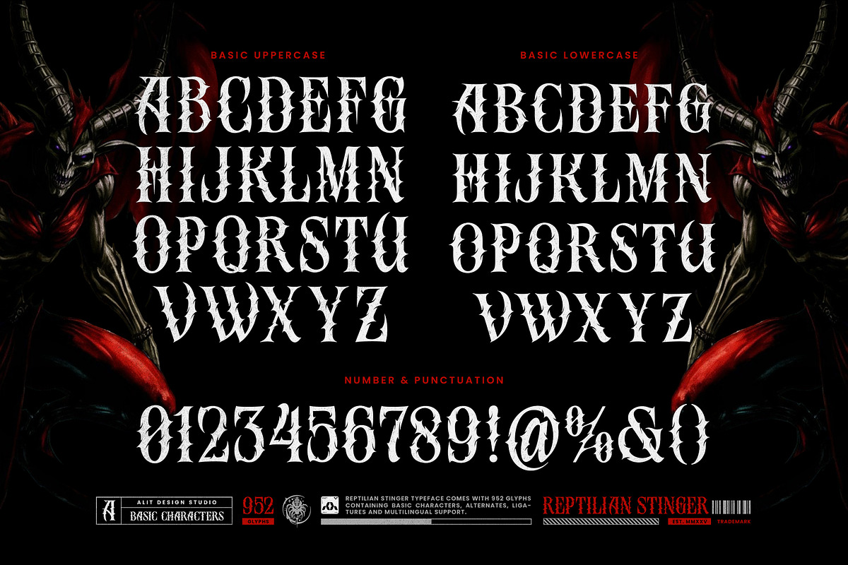 Reptilian Stinger Typeface, a Serif Font by alit design (Photo 7 of 19)
