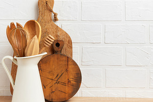 Kitchen utensils made of wood, a Food & Drink Photo by Olena Rudo
