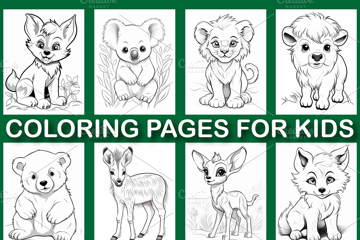 150 Baby Wild Animals Coloring Pages, a Brochure Template by Design Station (Photo 4 of 5)