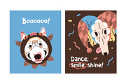 Funny dog avatars set + backgrounds, an Animal Illustration by PaperTrident (Thumbnail 7 of 13)