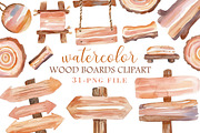 Watercolor Wood Boards Clipart, an Illustration by Libby Wishes (Thumbnail 1 of 4)
