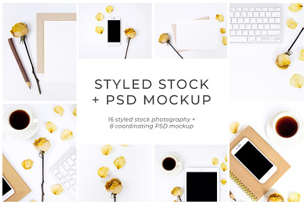 Yellow Styled Stocks & Mock Up