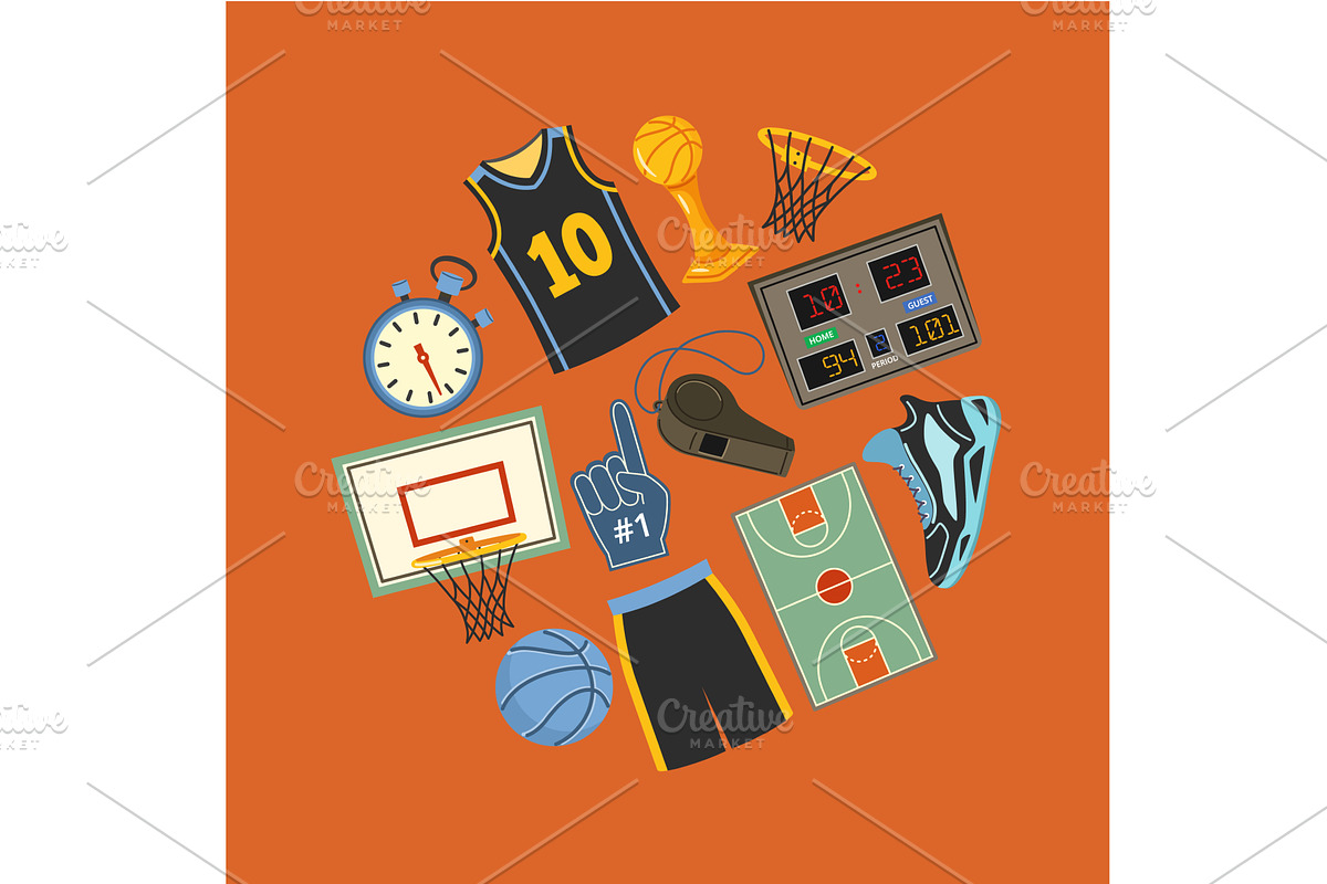 Basketball icons circle. Game, an Object Illustration by winwin.art