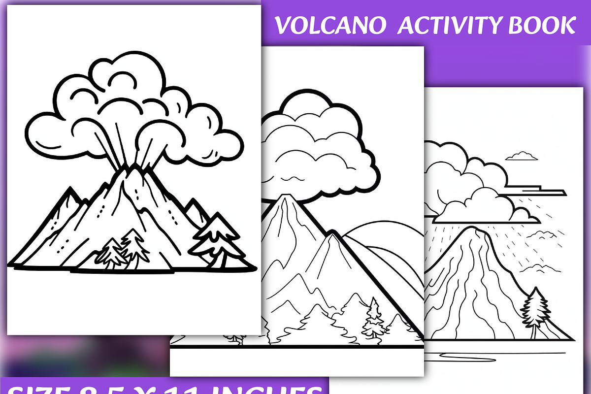 150 Volcano Coloring Pages For Kids, a Decorative Illustration by Daisy ...