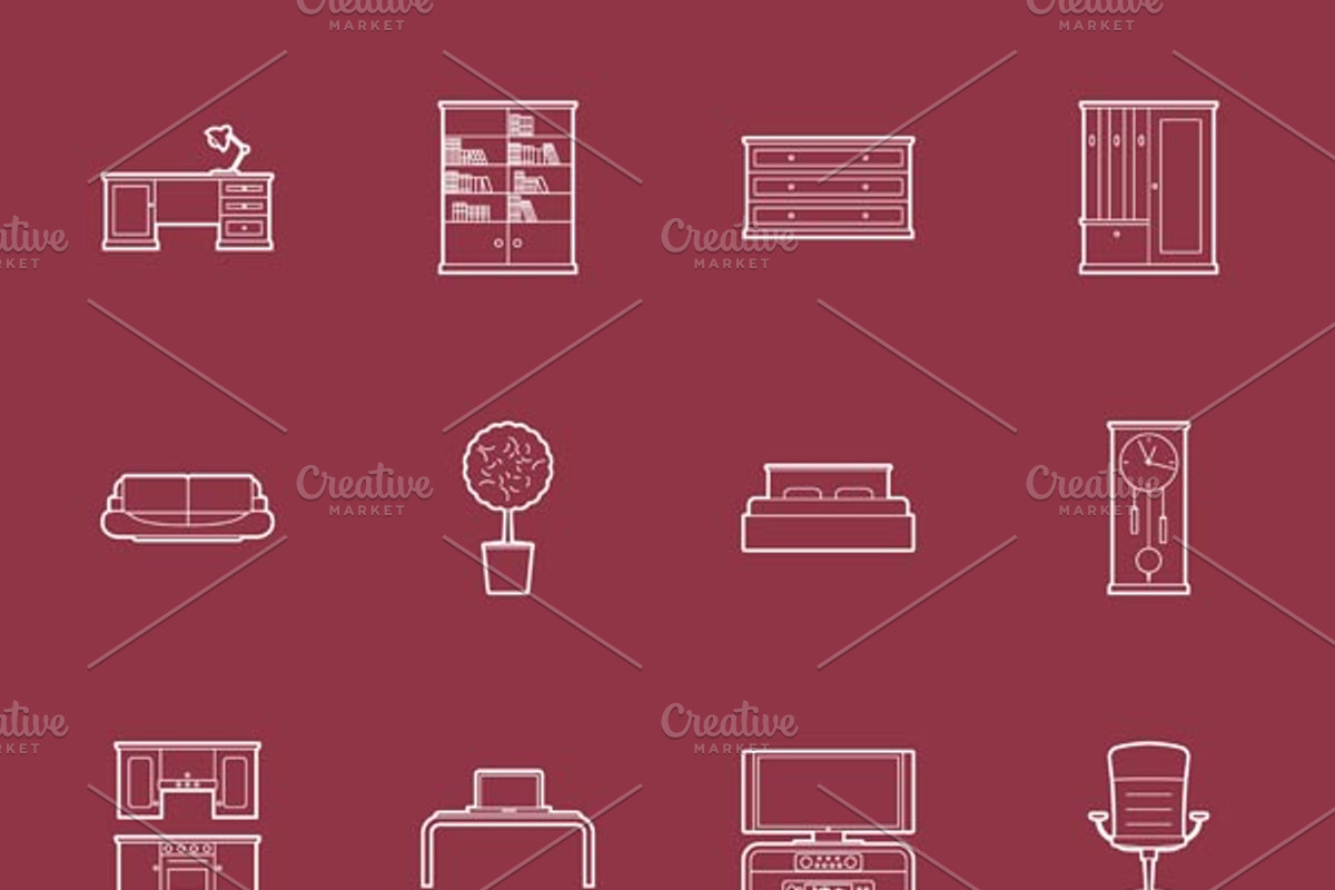 Furniture icons set, an Icon by Equipoise