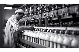 cow product milk production ai, an Industrial Photo by pikepicture