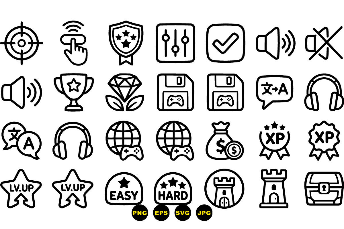 Gaming User Interface Icons Set, an Illustration by designvectx (Photo 2 of 3)