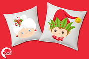 Christmas Faces Clipart, AMB-191, an Illustration by AMBillustrations (Thumbnail 3 of 5)