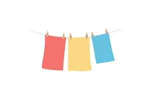 Colorful laundry hanging on a line w, an Illustration by designvectx