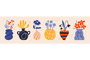 Doodle style vase set with flower, an Object Illustration by art PVP - market