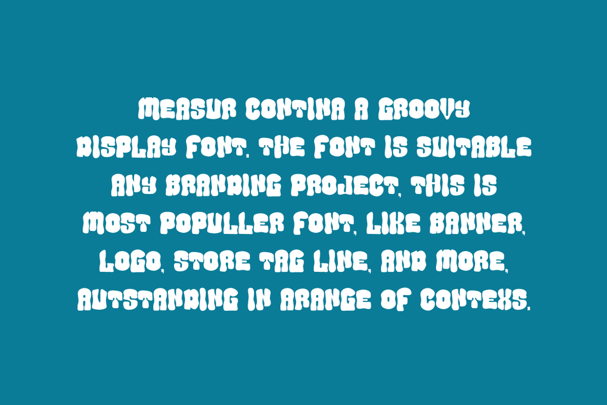 Measur Contina - Groovy Retro Font, a Sans Serif Font by Iqsiart Studio (Photo 5 of 7)