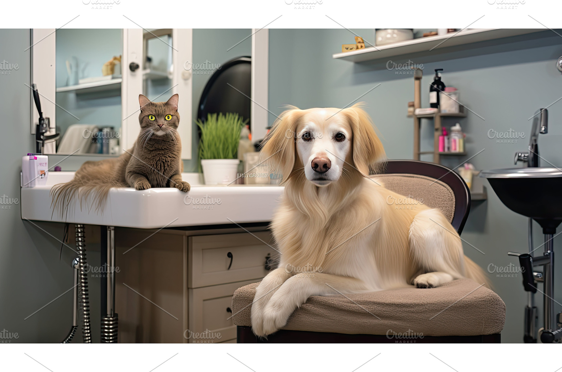 pet dog and cat grooming ai, an Animal Photo by pikepicture