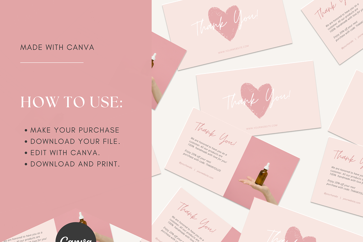 Pink Thank You Card Template (Canva), a Card Template by Gebers Marketing & Design (Photo 6 of 8)