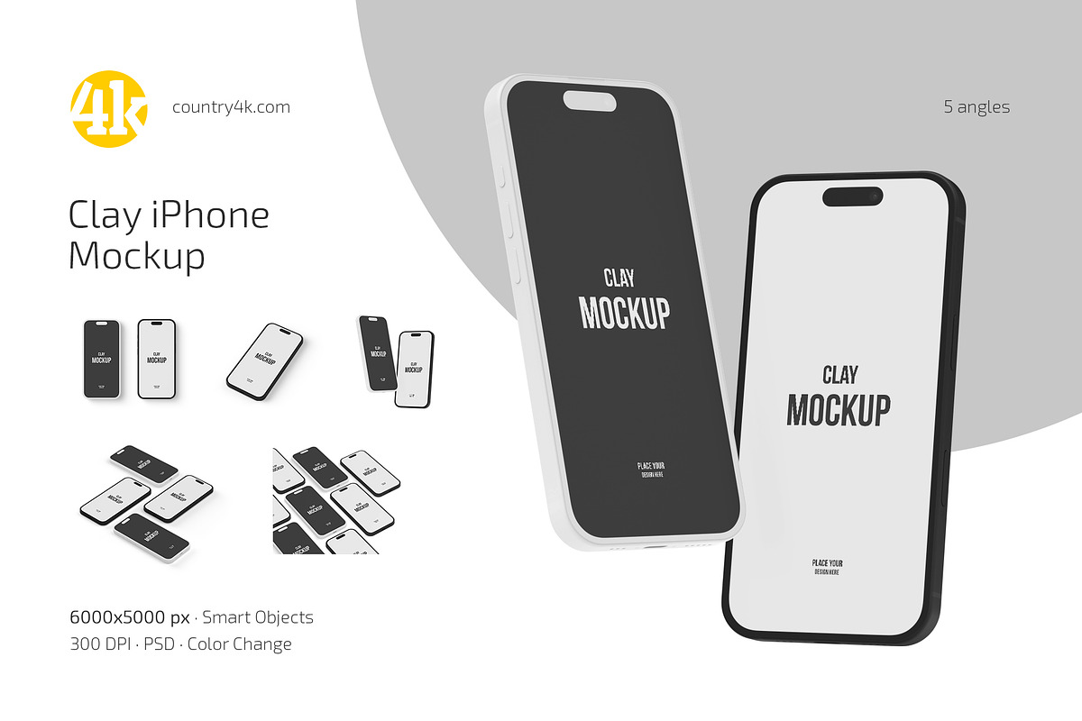 Clay iPhone Mockup Set, an iPhone Mockup by Country4k (Photo 1 of 4)