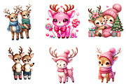 Watercolor Cute Pink Reindeer Clipar, an Illustration by SinaCreation (Thumbnail 4 of 7)