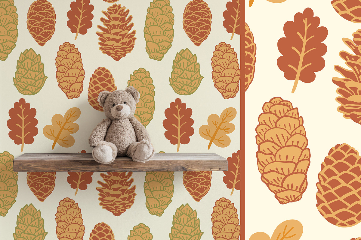 Pine cones & acorns Clipart patterns, a Seasonal Illustration by Carpet Tapete Pretzel (Photo 10 of 13)